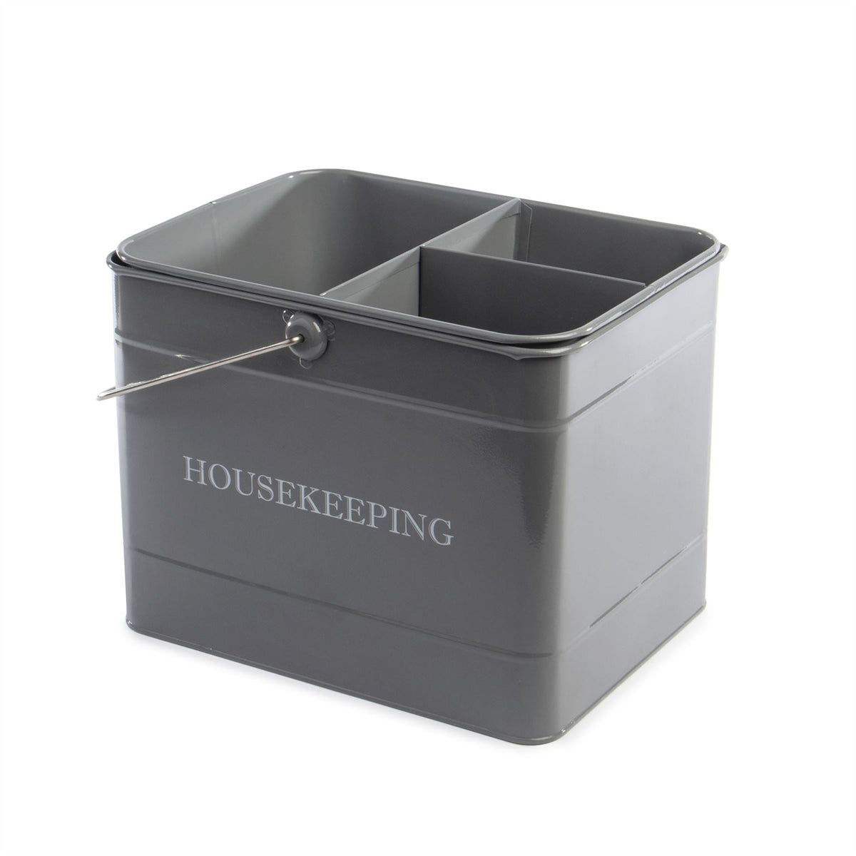 Vintage cleaning caddy, grey, with removable tray