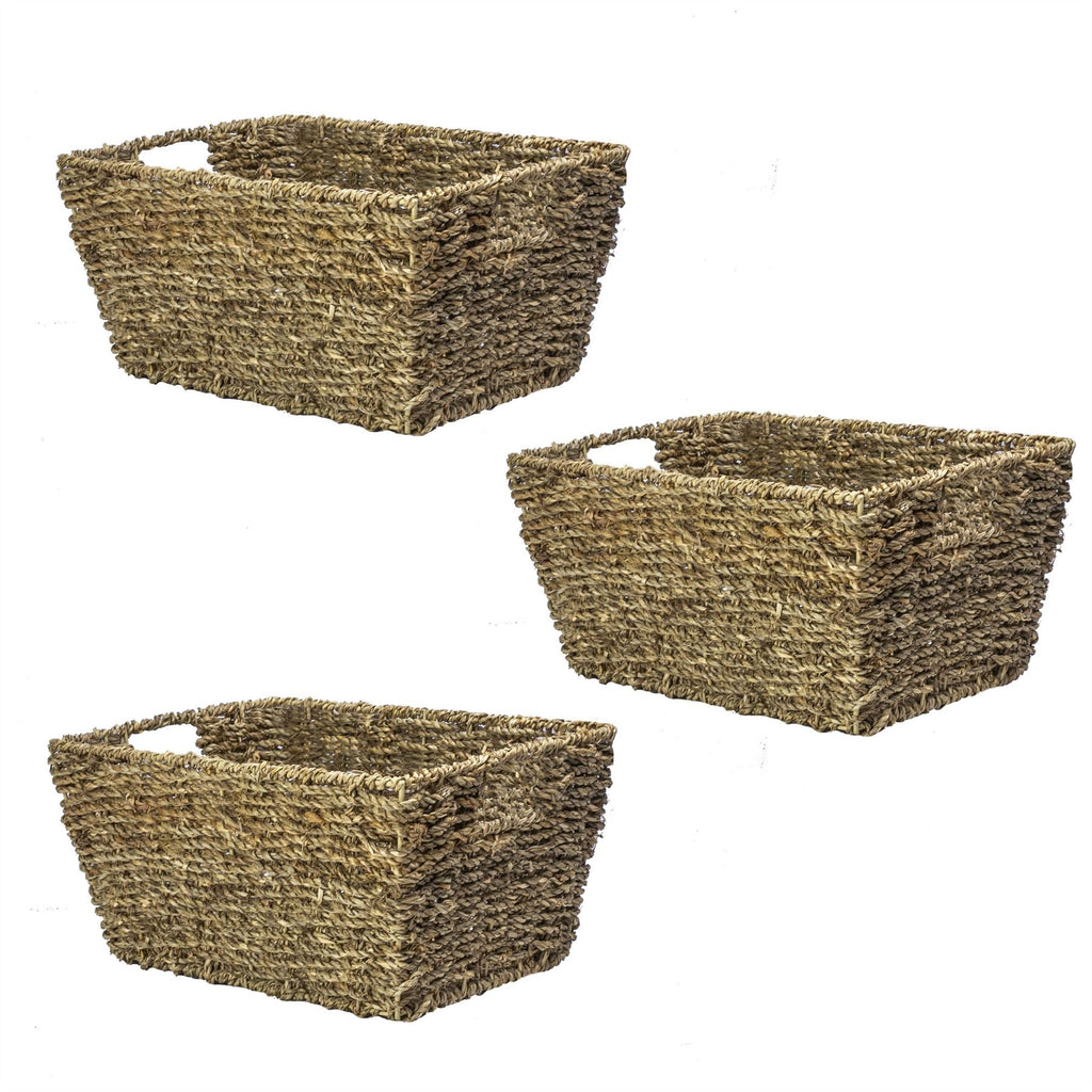 Seagrass storage basket carry handle