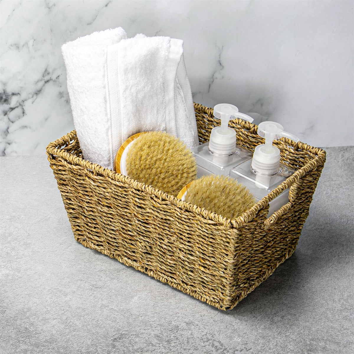 Seagrass storage basket close-up weave