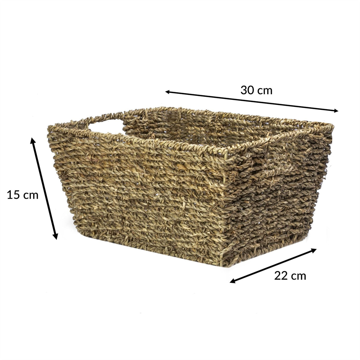 Seagrass storage basket size diagram