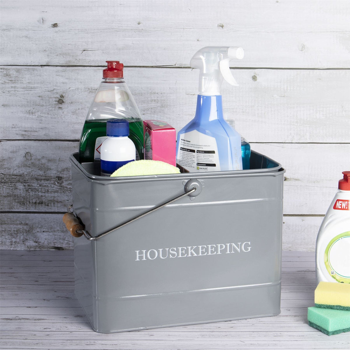 Vintage cleaning caddy grey tray compartments
