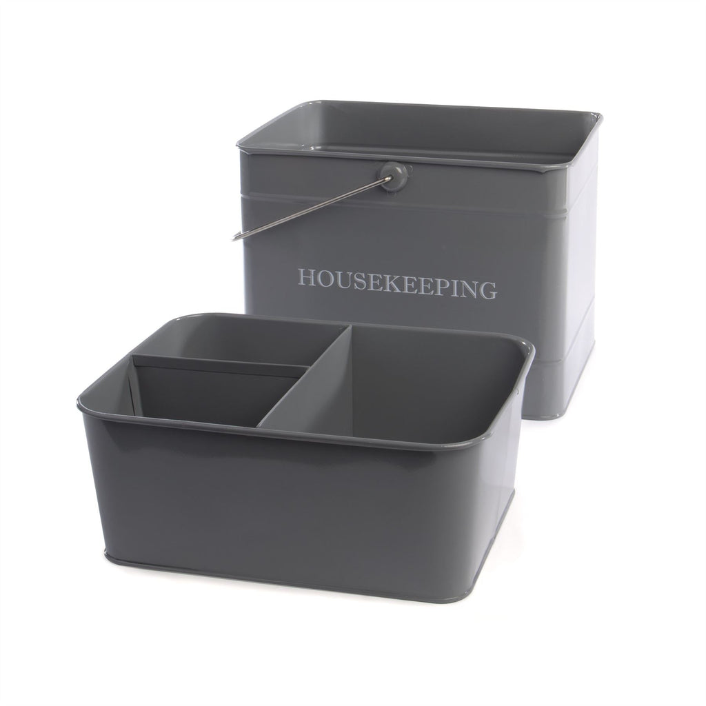 Vintage cleaning caddy grey size diagram