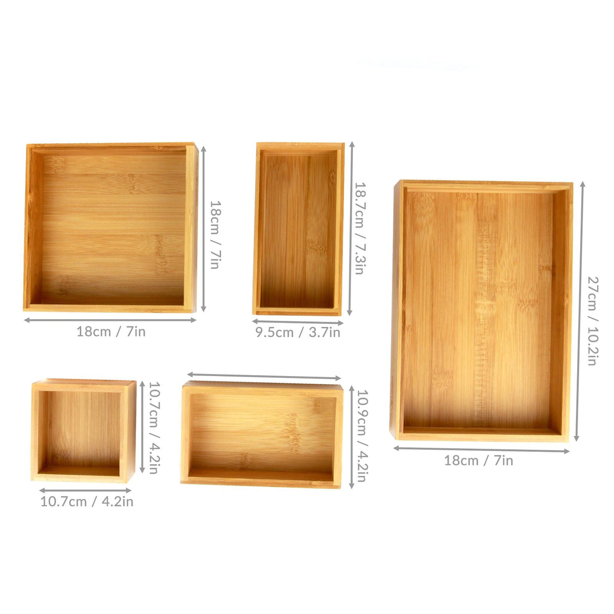 Bamboo drawer organisers, set of 5, photo 5