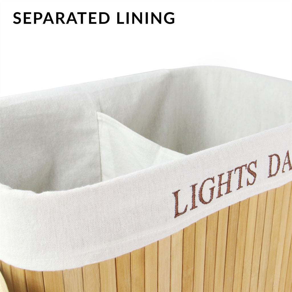 Bamboo laundry hamper collapsed flat for storage