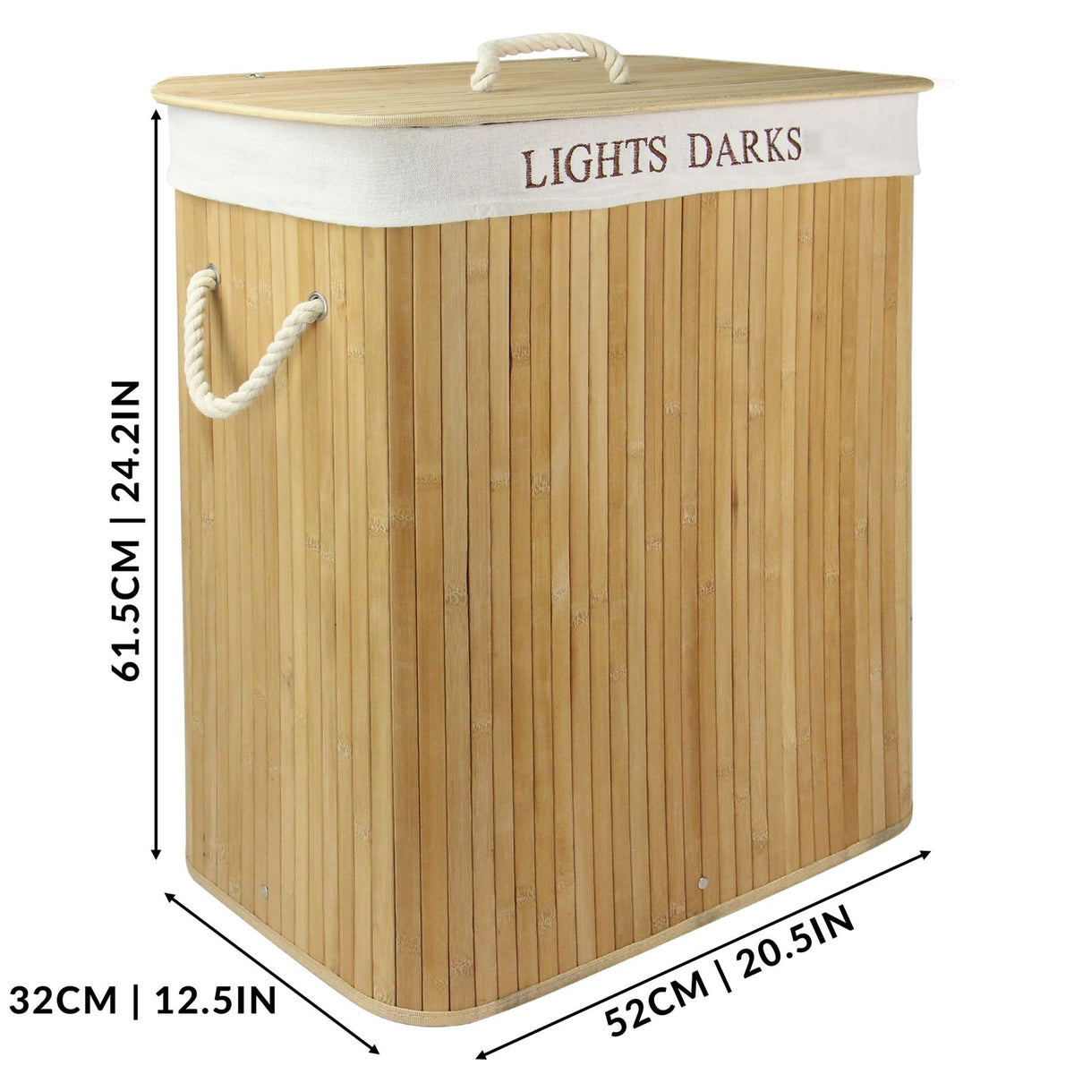 Bamboo laundry hamper size diagram