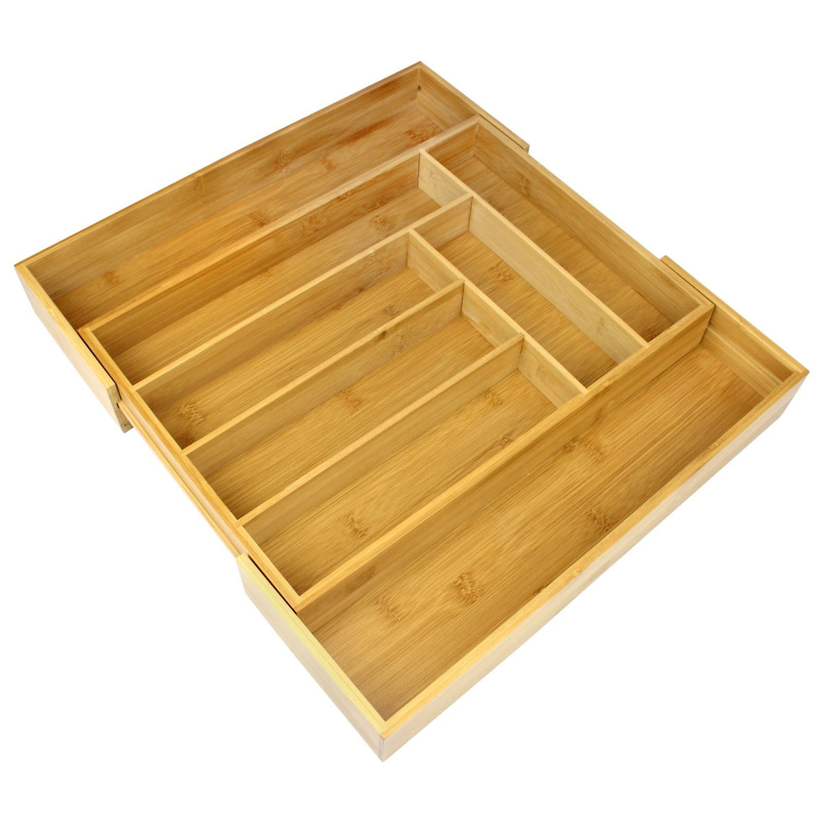 Bamboo extending cutlery drawer organiser